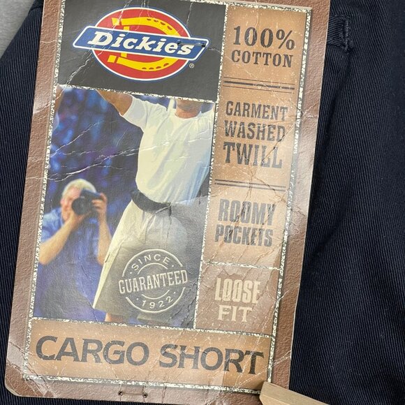 New Dickies Washed Twill Loose Fit Cargo Short Mens 40 Black Cotton Workwear - Picture 9 of 9